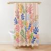 Abstract Matisse Flower Art Shower Curtain Modern Geometric Simple Aesthetic Pastel Boho Trendy Bathroom Curtain Decor with Hook