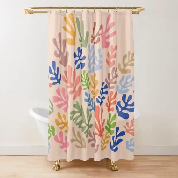 Abstract Matisse Flower Art Shower Curtain Modern Geometric Simple Aesthetic Pastel Boho Trendy Bathroom Curtain Decor with Hook