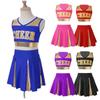 Girls Cheerleading Uniform Letter Print Tank Top with Pleated Skirt Set Cheer Leader Halloween Fancy Dress Costume