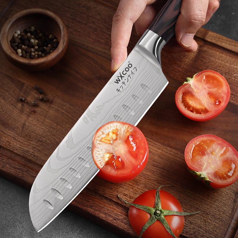 Japanese Santoku Knife Meat Cleaver Damascus Pattern Kitchen Knives Professional Chef Knife Slicing Knife