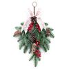 Artificial Teardrop Swag Resin Xmas Swag with Red Berries for Door Wall Fireplace