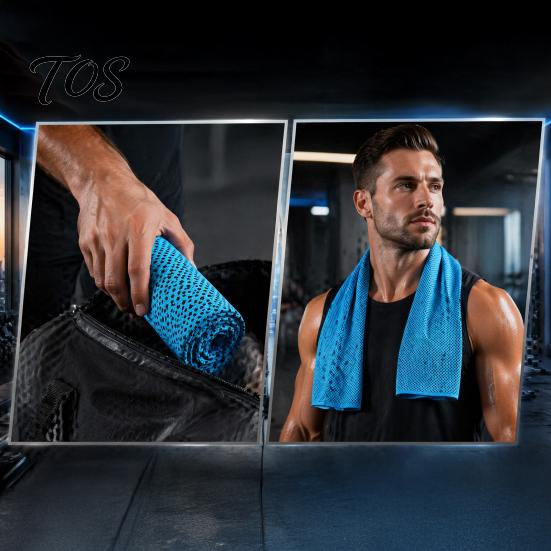 Hot Weather Relief Towel 90x30cm Cooling for Face, Chilly Sports with Storage Bag Sweat Absorbing Workout And Carabiner, Portable Cold Neck