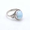 Larimar Gemstone 925 Silver Ring, Oval Larimar Handmade Women Ring, Gift For Her Anniversary, Statement Silver Ring