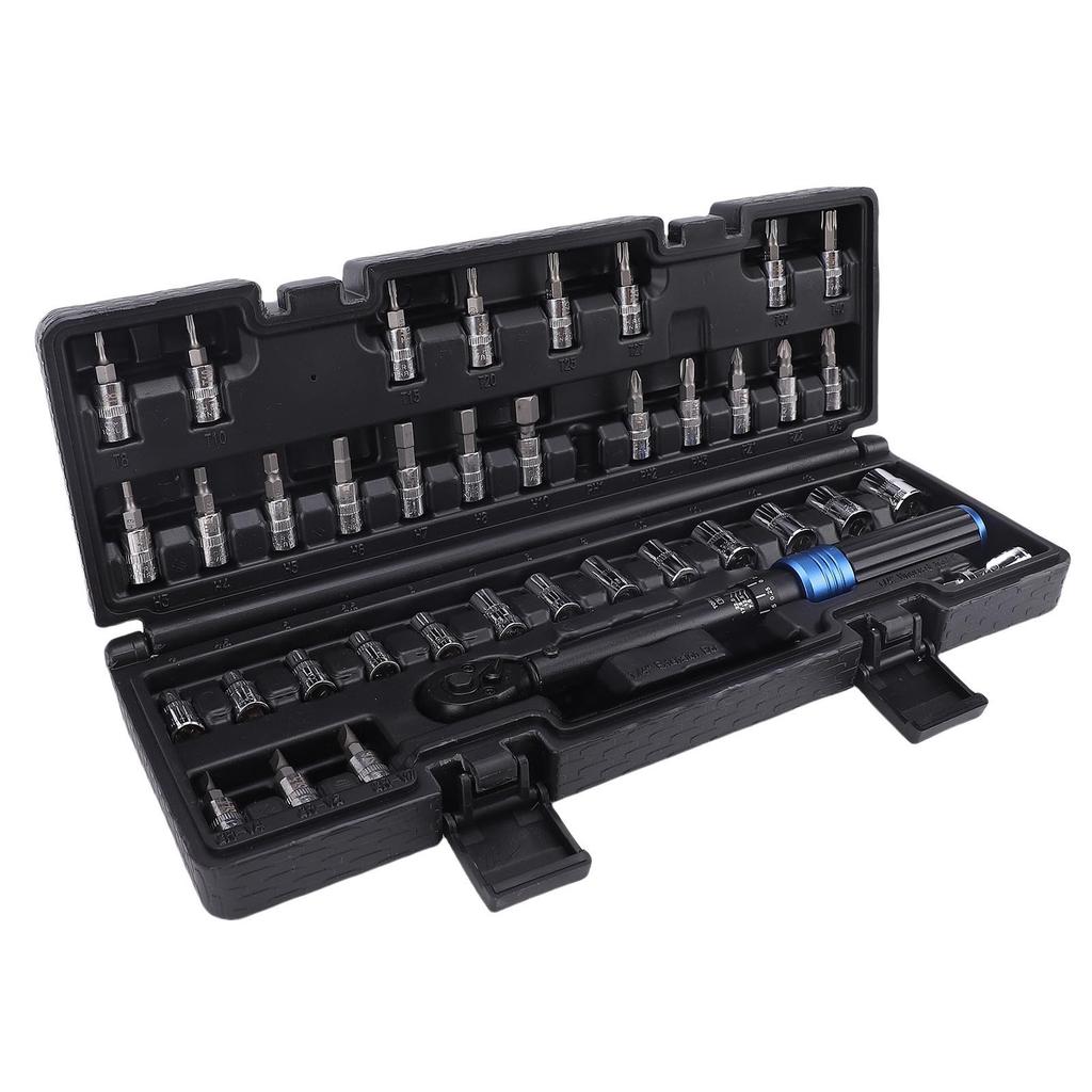 Preset Torsion Wrench Set 72 Tooth Ratchet Wrench with Sockets and Bits for Vehicle Repair