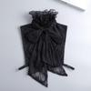 Heavy Industry Ruffled Bow Lace High-Neck Fake Collar for Autumn Wear