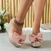 Fashion Heel Bow Summer Slippers Comfortable and Elegant Thick-soled Women's Shoes Large Size Sweet Women's High-heeled Slippers Slope