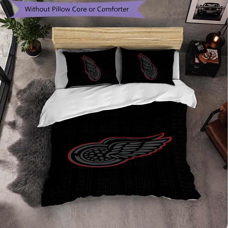 Detroit Red Wings Pattern Microfiber 3Pcs Bedding Set Decor Duvet Cover Set For Bedroom Home Use