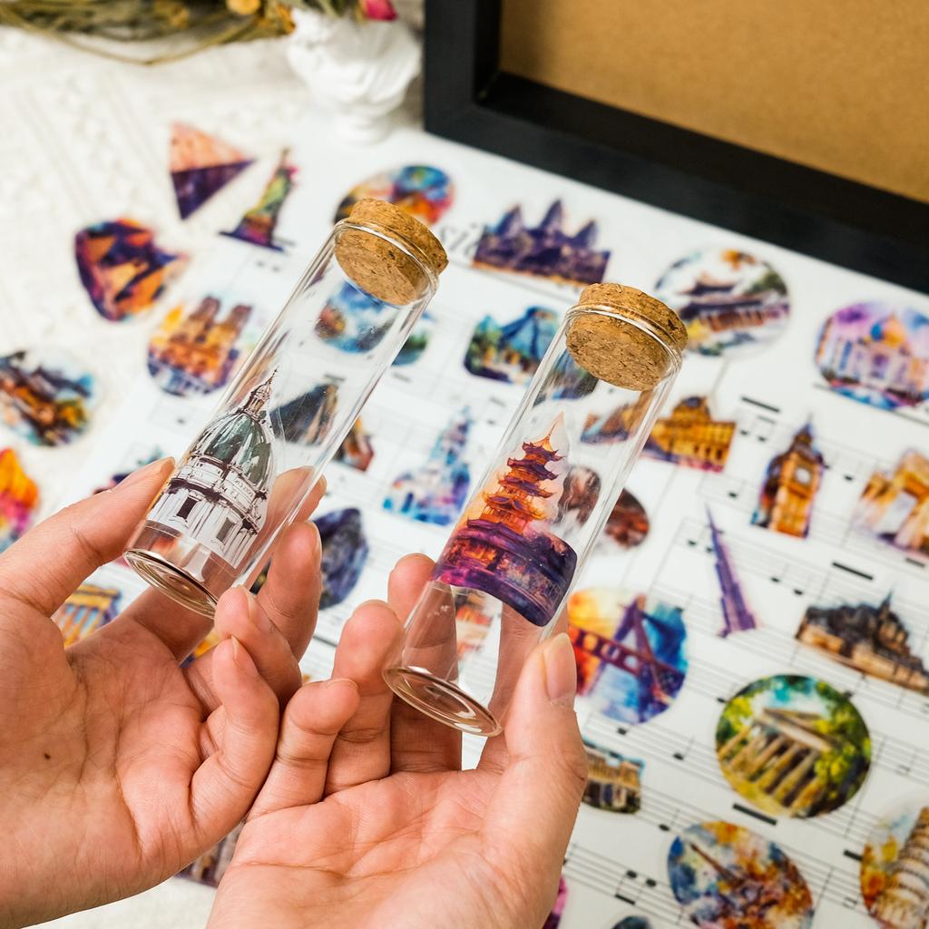 50 Neue Hochwertige Gebäude Wahrzeichen Graffiti Aufkleber Transparente Aufkleber Dekorative Wasserbecher