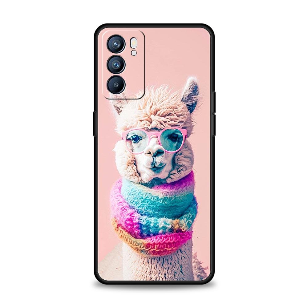 Kawaii Alpaca Lovely Phone Case For Oppo Reno8 Reno7 Reno6 Pro A54 5G Find X6 X5 A53 A52 A9 A15 A95 A17 A16 A76 A57 A31 Cover