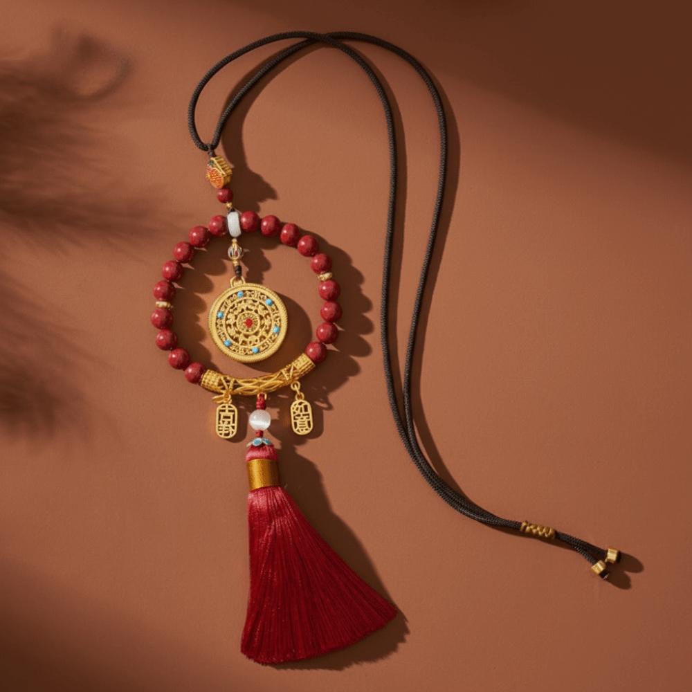 Vehicle Decoration Car Hanging Ornament Five-Fortune Round Rearview Mirror Pendant  Car Interior