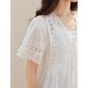 Inman Lyocell Linen French Embroidered Short-Sleeve Blouse