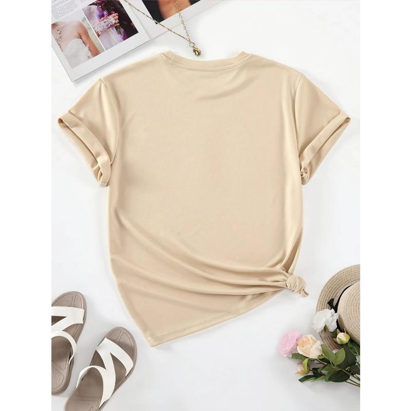 Women'S Casual Short-Sleeve Round-Neck T-Shirt Featuring A Cute Dolphin and Flower Print - A Perfect Choice for Spring and Summer