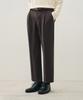 DRAW FIT Single-Pleat Banded Tapered Slacks [Dark Brown]