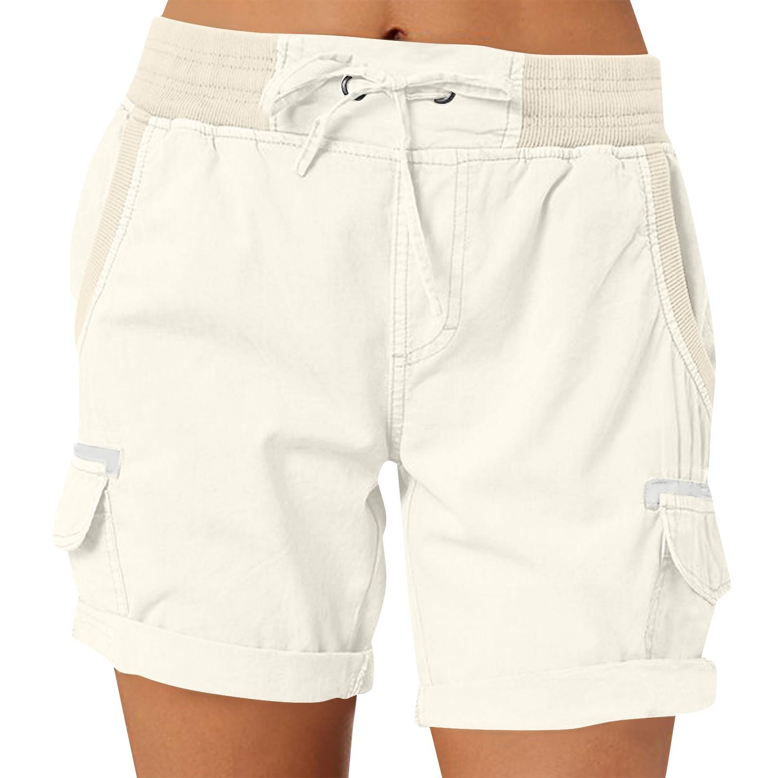 

Новые модные женские повседневные брюки с высокой талией, тонкие свободные широкие шорты S белый