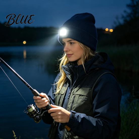 Unisex Outdoor Winter Accessory LED Hat with Light USB Rechargeable Headlamp Skull Cap Hiking Warm Cap Light Knitted for Men Women Gear Hands Free