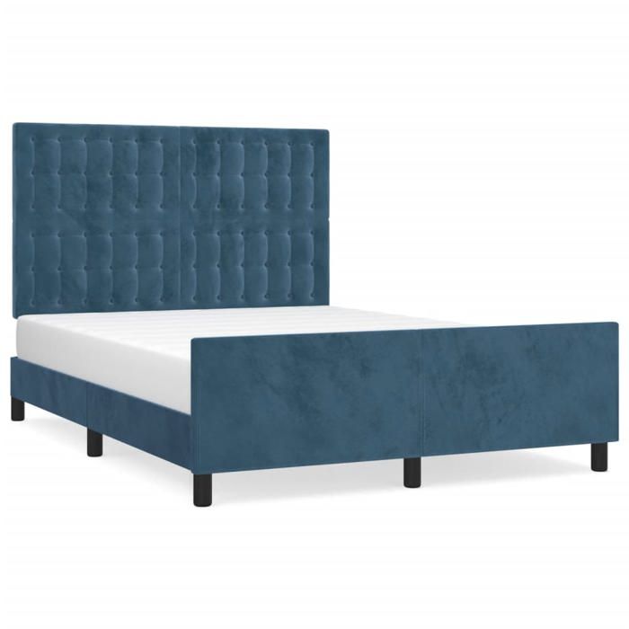 VidaXL Cadre de lit avec tête de lit Bleu foncé 140x190 cm Velours3125999