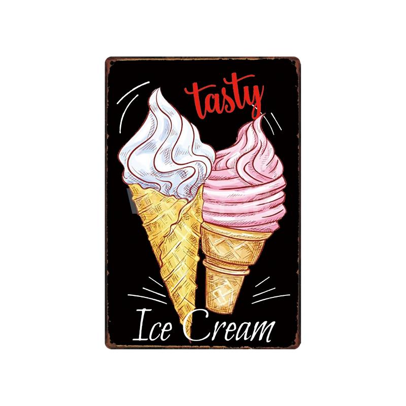 [ WellCraft ] Fast Food Hot Dog Ice Cream Pizza Coffee Metal Sign Wall Plate Pub Bar Vintage Painting Personality Decor LT-1723