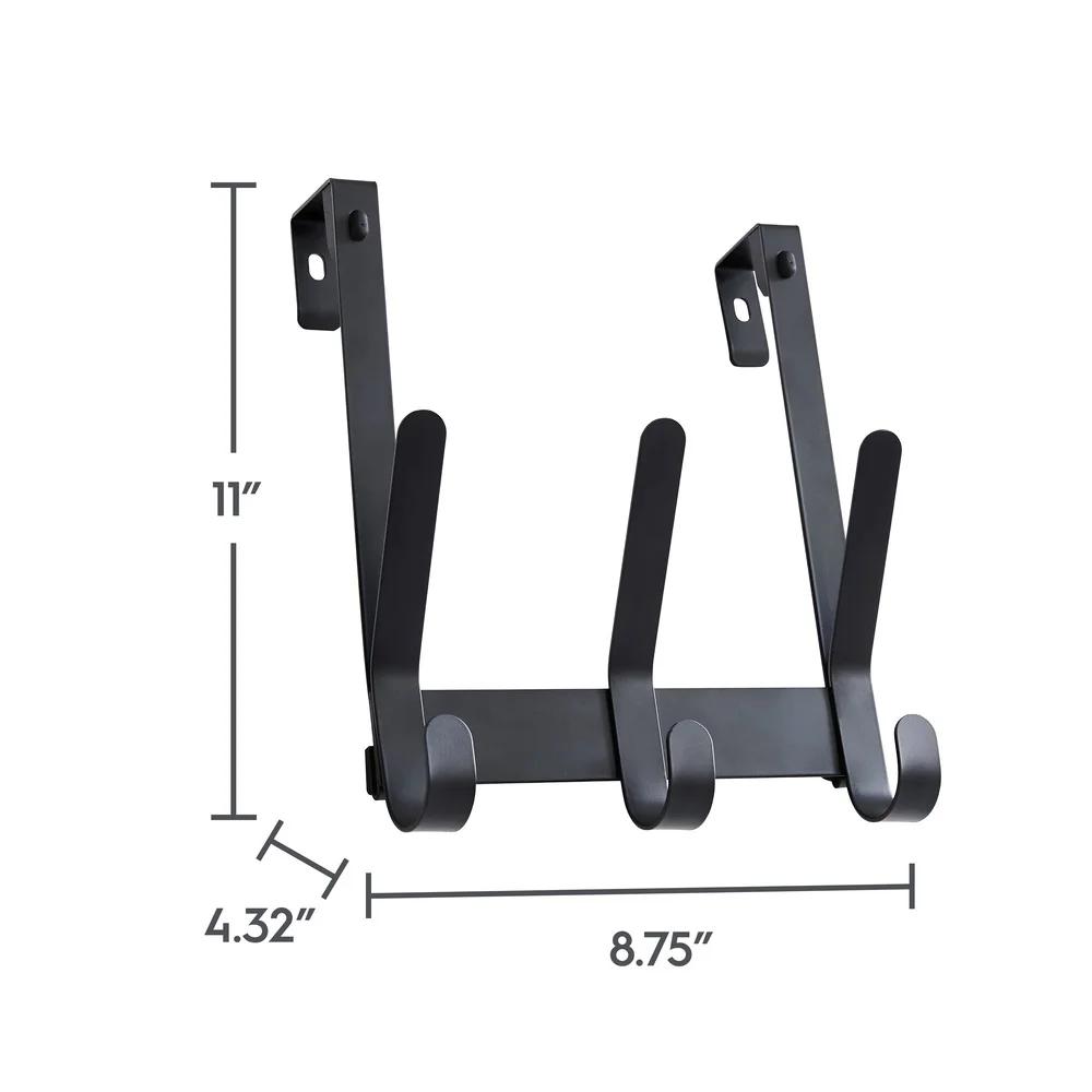 Over-the-Door Hook Rack Towels Robes 3 Double Hooks Tool-Free Installation Bathroom Closet Organizer Space Saver Steel