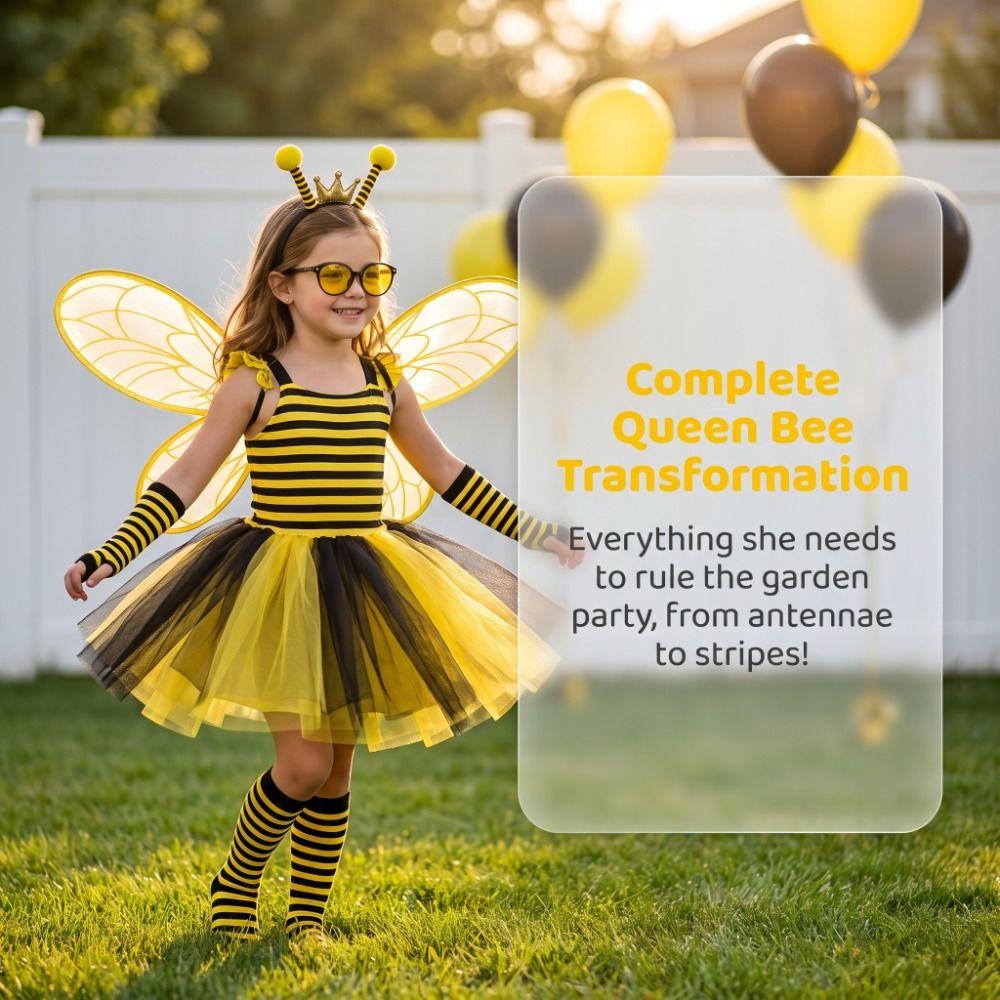 Insect Yellow Bee Fly Wings Bugs Kids Party Wings Lightweight Bee Cosplay Wings Suit  Cosplay Event