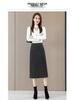 Woolen High-Waist A-line Midi Skirt for Women - Spring/Autumn 2025 Collection