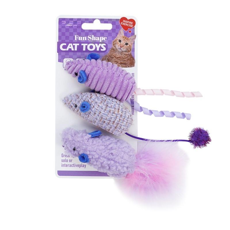 Cat Toy Simulation Mouse Three Packs Catnip Self-hi To Relieve Boredom Cat Stick Kitten Grinding Teeth Pet Toy