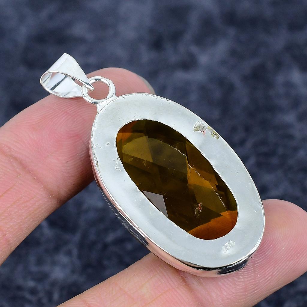 Citrine Gemstone Handmade 925 Sterling Silver Jewelry Pendant 2.09" M-3245