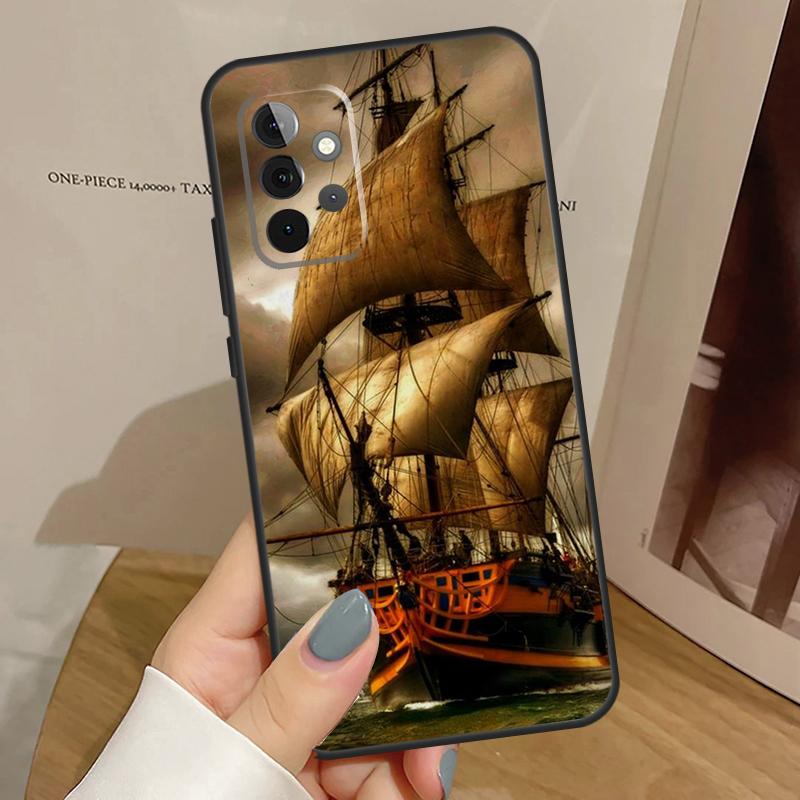 Sailing Pirate Ship Boat Case For Samsung Galaxy A56 A36 A16 A06 A13 A33 A53 A52 A32 A12 A54 A34 A14 A35 A55 A17 A15
