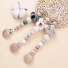 Baby Anti Drip Silicone Bead Chain Care Handmade Wood Teether Nipple Chain  Teether Chain  Clip Teething Chew Toys