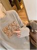 Women's 2025 Winter Round Neck Letter Embroidery Long Sleeve T-Shirt – New Fashionable Loose and Versatile Top