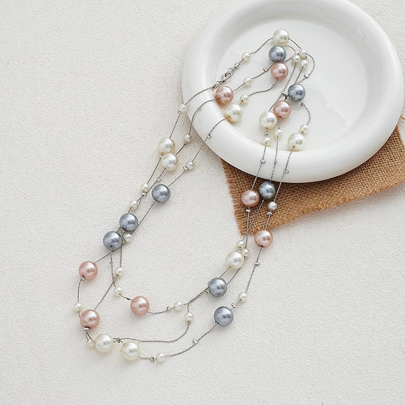 Collar Largo Multicolor de Perlas de 170cm Cadena para Suéter (NL012)