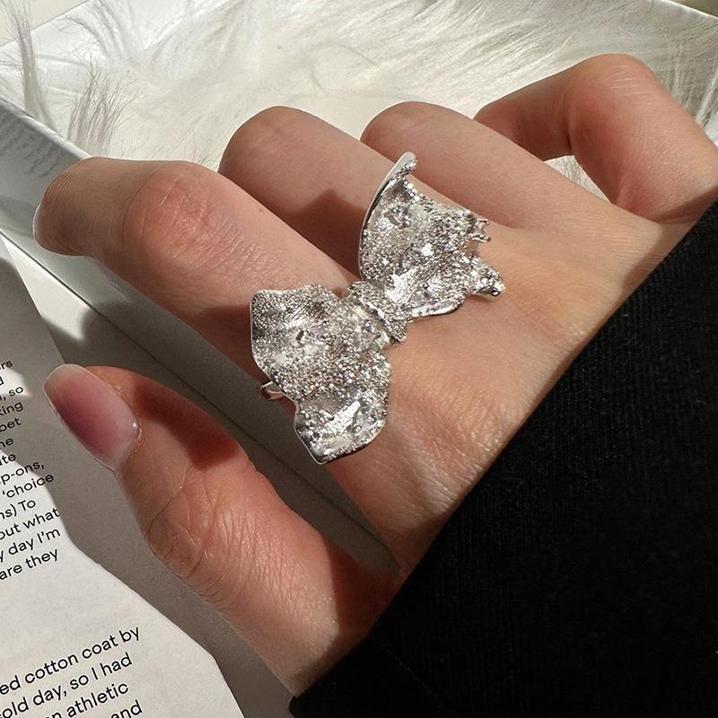 Bowknot Womens Fashionable Ring In Unique Adjustable Copper Design For Look Trendy