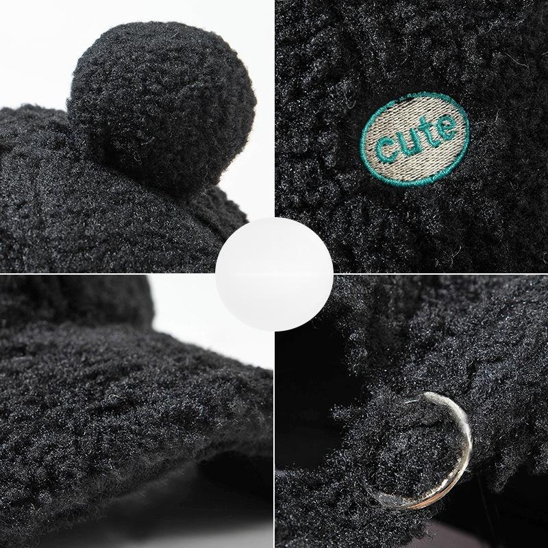 Lamb's Wool Baseball Cap for Women Korean Version Cartoon Cute Bear Ears Peaked Cap Casual Versatile Warm Hat for Women Trendy