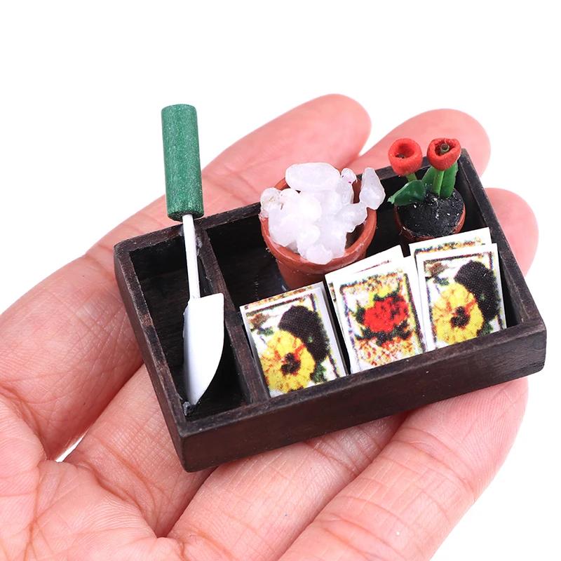 1/12 Dollhouse Miniature Simulation Hoe Farm Axe Spade Shovel Hoe Rake Watering Pot Hammer Farm Gardening Tools Accessories Set