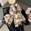 Plain Ombre Ink Painting Abstract Tassel Viscose Shawl Scarf Lady Tie-Dyed Wrap Pashmina Stole Bufandas Muslim Hijab 180*90Cm