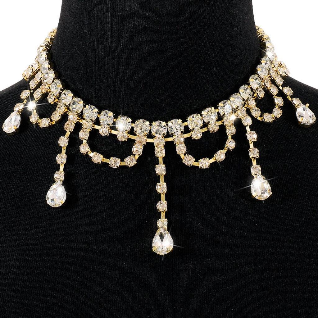 European And American Flash Diamond High-End Necklace Collarbone Chain Choker Fashion Simple Necklace