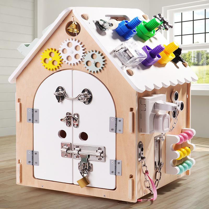 Montessori Baby Sensorisches Aktivitätsbrett Zubehör Holz Busy Board DIY Spielzeug Schlösser Busyboard Teil Lernspielzeug für 2 3 Jahre Kind