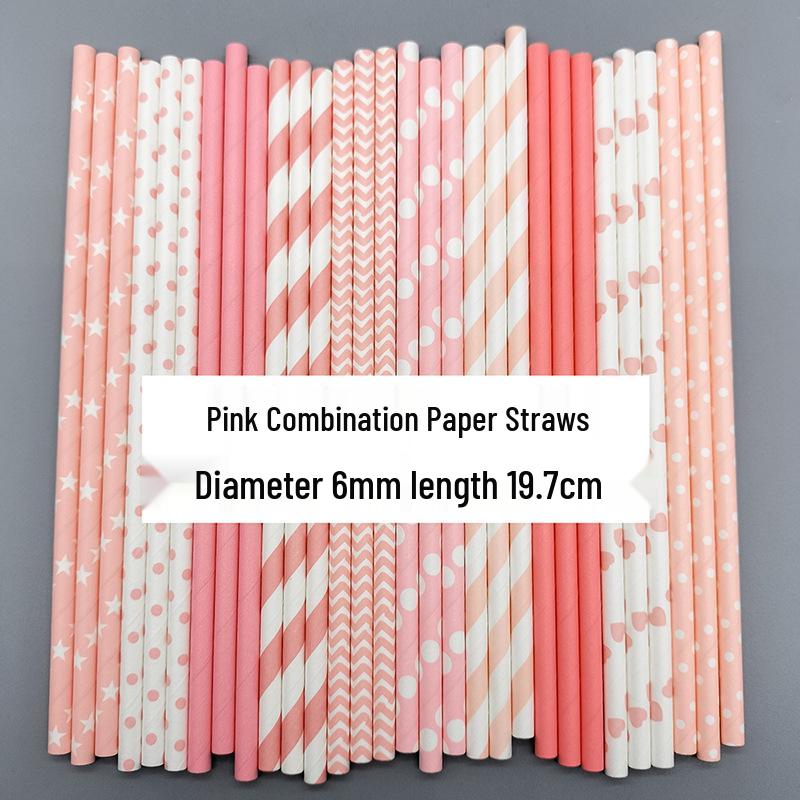 Eco-Friendly Disposable Decorative Paper Straws for Beverages and Desserts