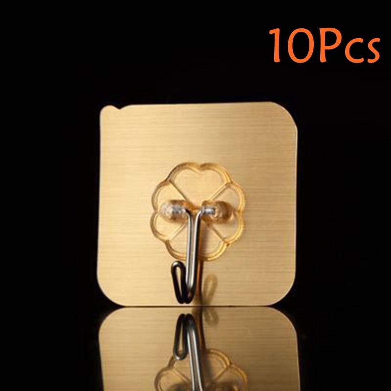 10Pcs Door Hook Adhesive Wall Hooks Transparent Anti-skid Traceless Heavy Duty Stick On Hook Bathroom Kitchen Wall Stickers