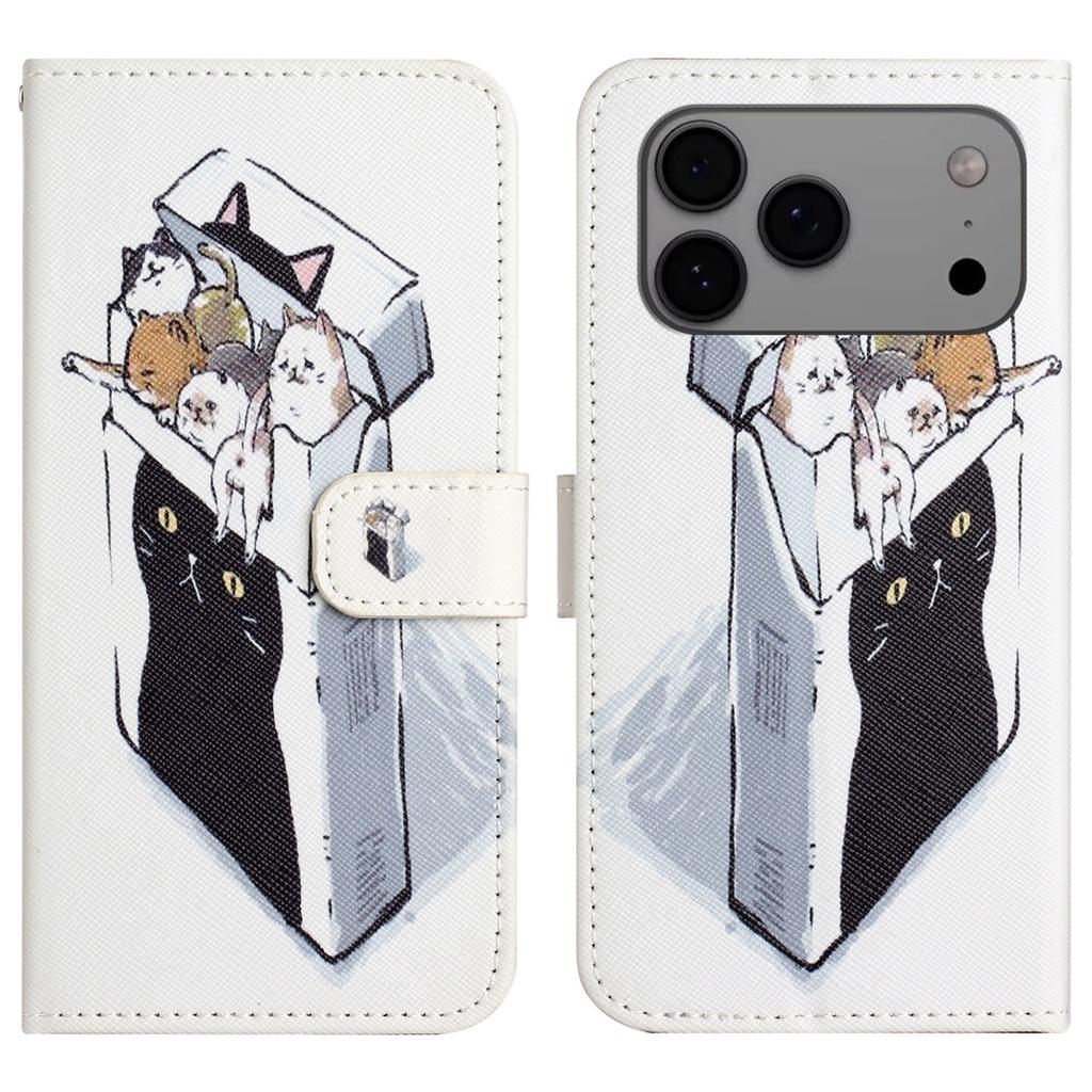 For iPhone 17 Pro Max Case Pattern Print PU Leather Wallet Phone Cover Cross Texture