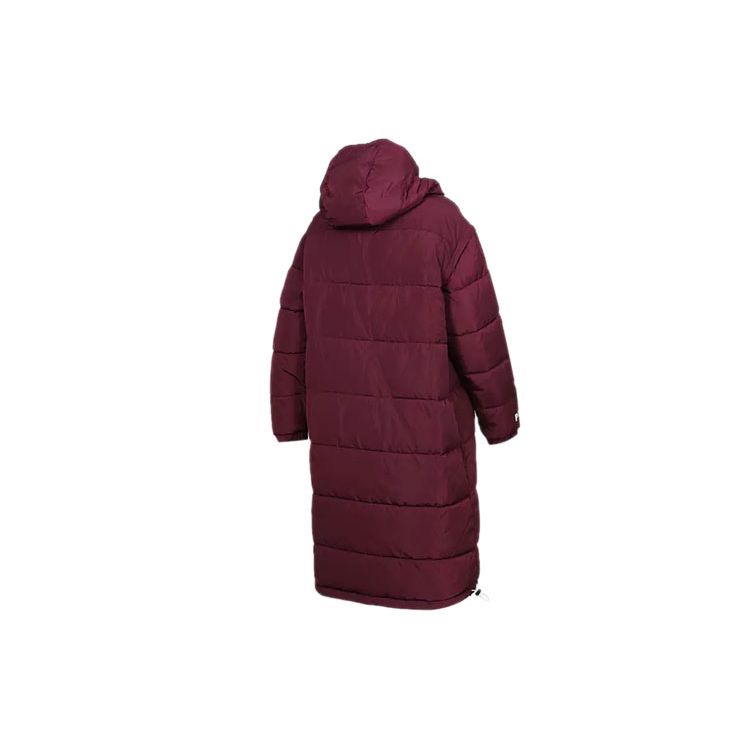 Puma Solid Color Mid-Length Hooded Cotton Coat Winter Women Coats Burgundy 577708-22