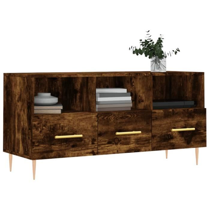 VidaXL Meuble TV chêne fumé 102x36x50 cm bois d'ingénierie 829025