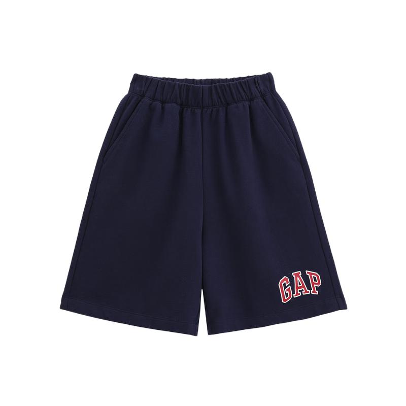 GAP Boys  Color Logo Print Loose Elastic Waist Shorts 140/60 светло-меланжевый серый