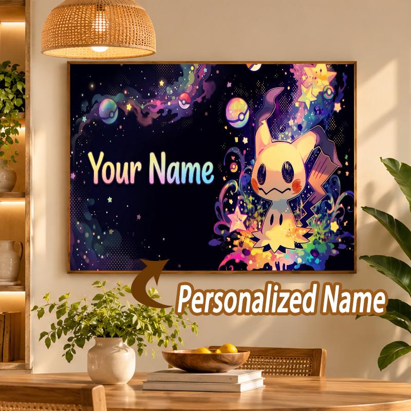 Mimikyu Custom Name Diamond Painting Personalized 5D Full Drill DIY Diamond Art Home Decor