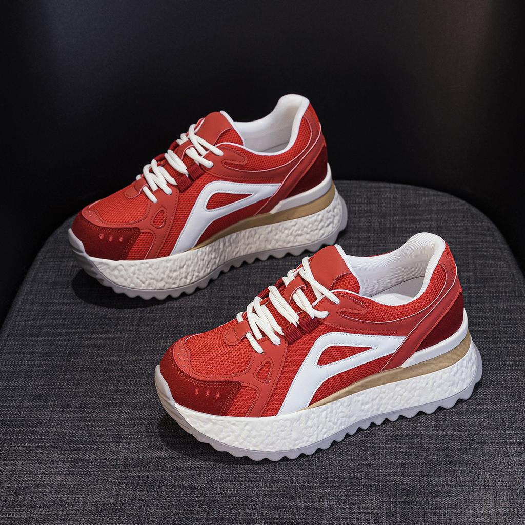 Platform Sports Forrest Gump Shoes Women's 2025 Autumn New Ankola Red Round Head Color Matching Casual Fashion Dad Shoes