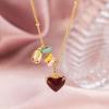 Colorful Heart Drip Oil Double-Sided Pendant Necklace - Light Luxury Exquisite Sweater Chain Choker for Women