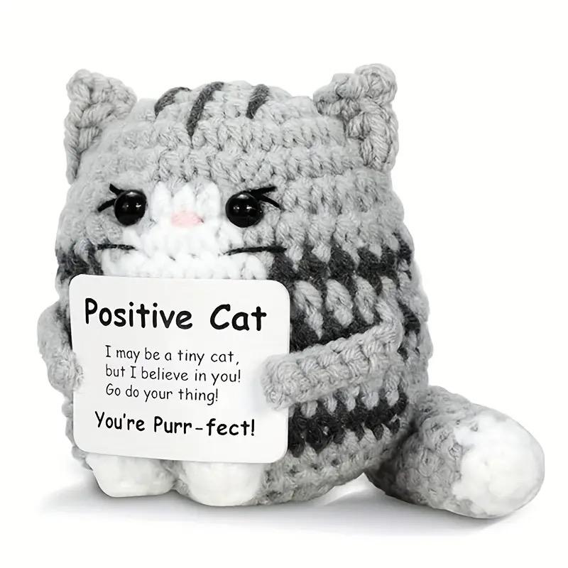 Positive crochet cat kits, mini cute hand-knitted animals, emotional support gifts, great gifts for pet lovers and crochet lover
