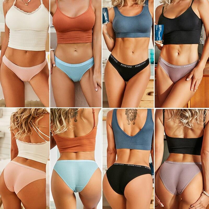 FINETOO сексуальные женские хлопковые трусики удобные женские трусы с буквенным принтом — фото 3