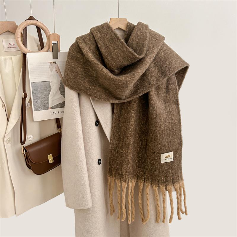 Autumn And Winter Women'S New Soft Pashmine Wool Long Scarf Macaron Solid Fashion Warm Outdoor Large Muffler Shawl
