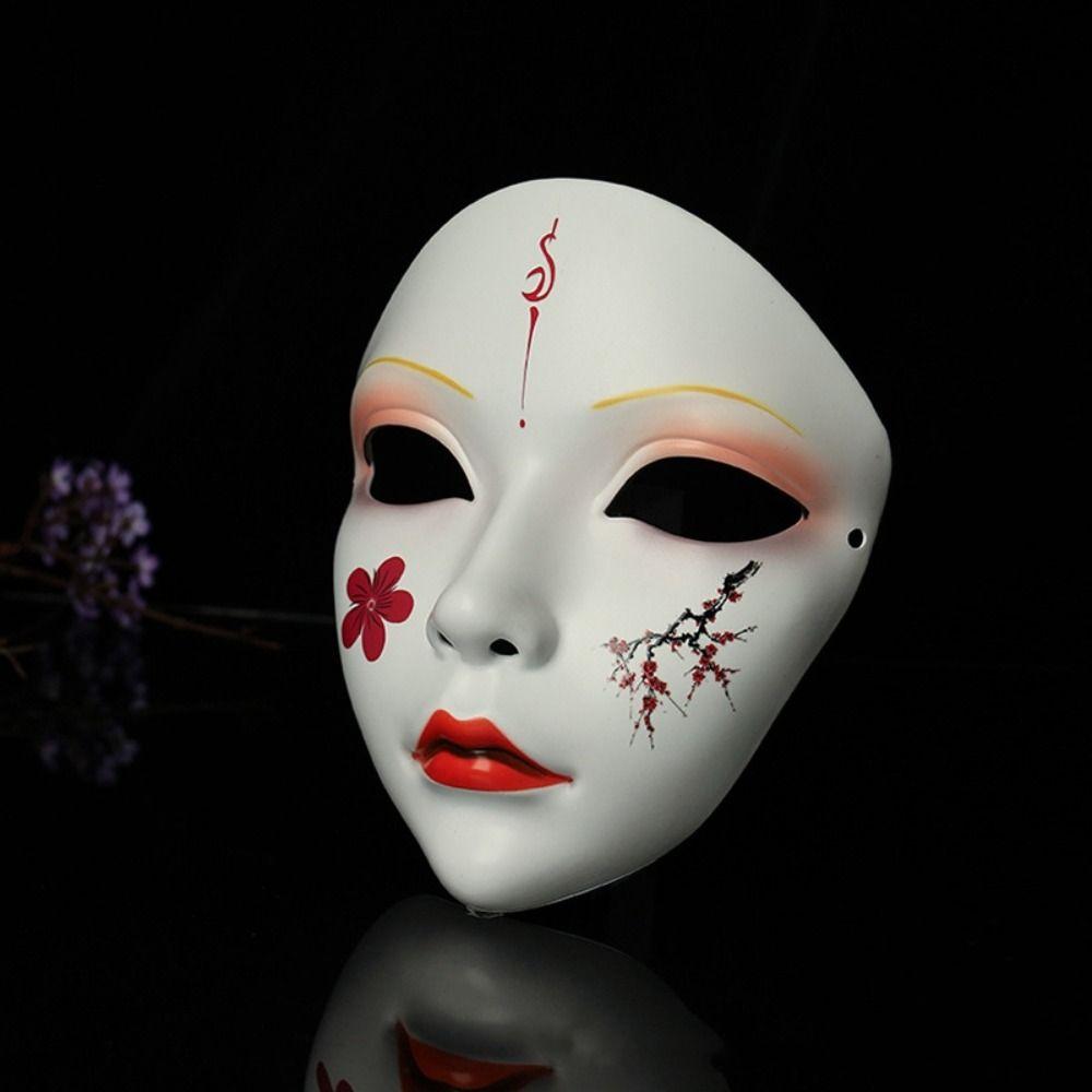 Flower Hanfu Cosplay Mask Dress Up Japanese Mask Toy Cosplay Geisha Mask  Halloween