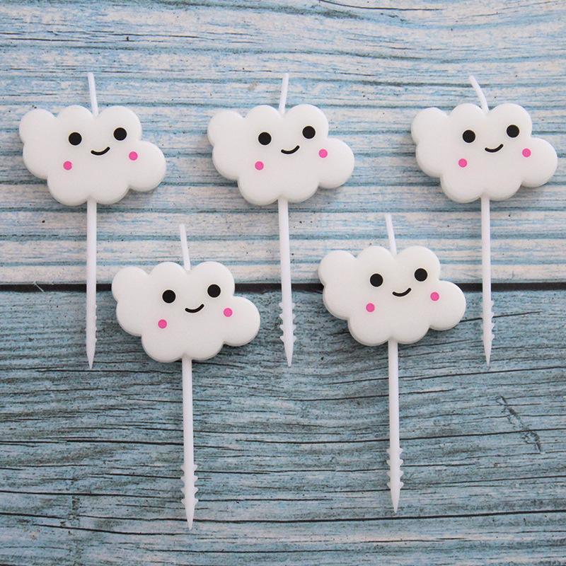 New Cute Cartoon White Cloud Birthday Candle Sucking Card 5 Pack Baking Decoration Party Candles